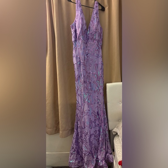 Lavender Sequin Prom Dress - Picture 3 of 7